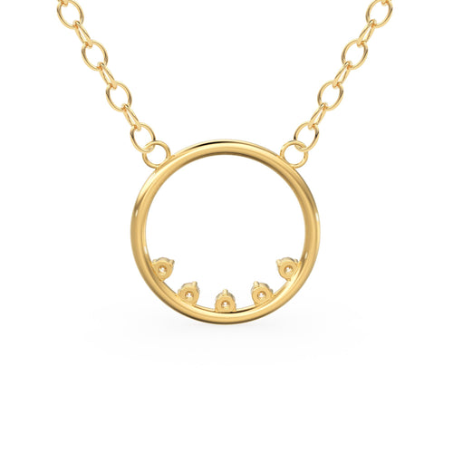 14k Gold Diamond Necklace / Open Circle Diamond Necklace / Eternity Necklace / Geometric Jewelry / Bridesmaid Gift