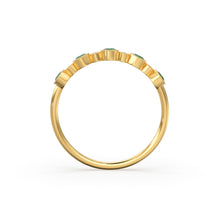 Load image into Gallery viewer, 14k Gold Emerald and Diamond Alternating Wedding Ring Women / Emerald Ring / Emerald Wedding Band / May Birthstone Ring / Genuine Emerald