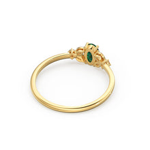 Load image into Gallery viewer, Genuine Emerald Engagement Ring in 14k Gold/ Natural Emerald Diamond Ring Available in Gold, Rose Gold White Gold