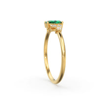 Load image into Gallery viewer, Genuine Emerald Engagement Ring in 14k Gold/ Natural Emerald Diamond Ring Available in Gold, Rose Gold White Gold