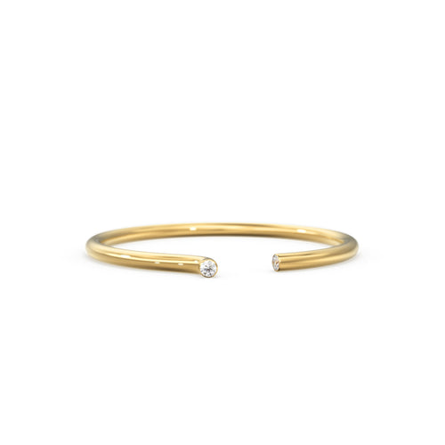 Asymmetric Dual Diamond Ring / 14k Gold Diamond Cuff Ring / Open Design Diamond Ring / Promise Ring / Inset Stackable Ring / Birthday Gift