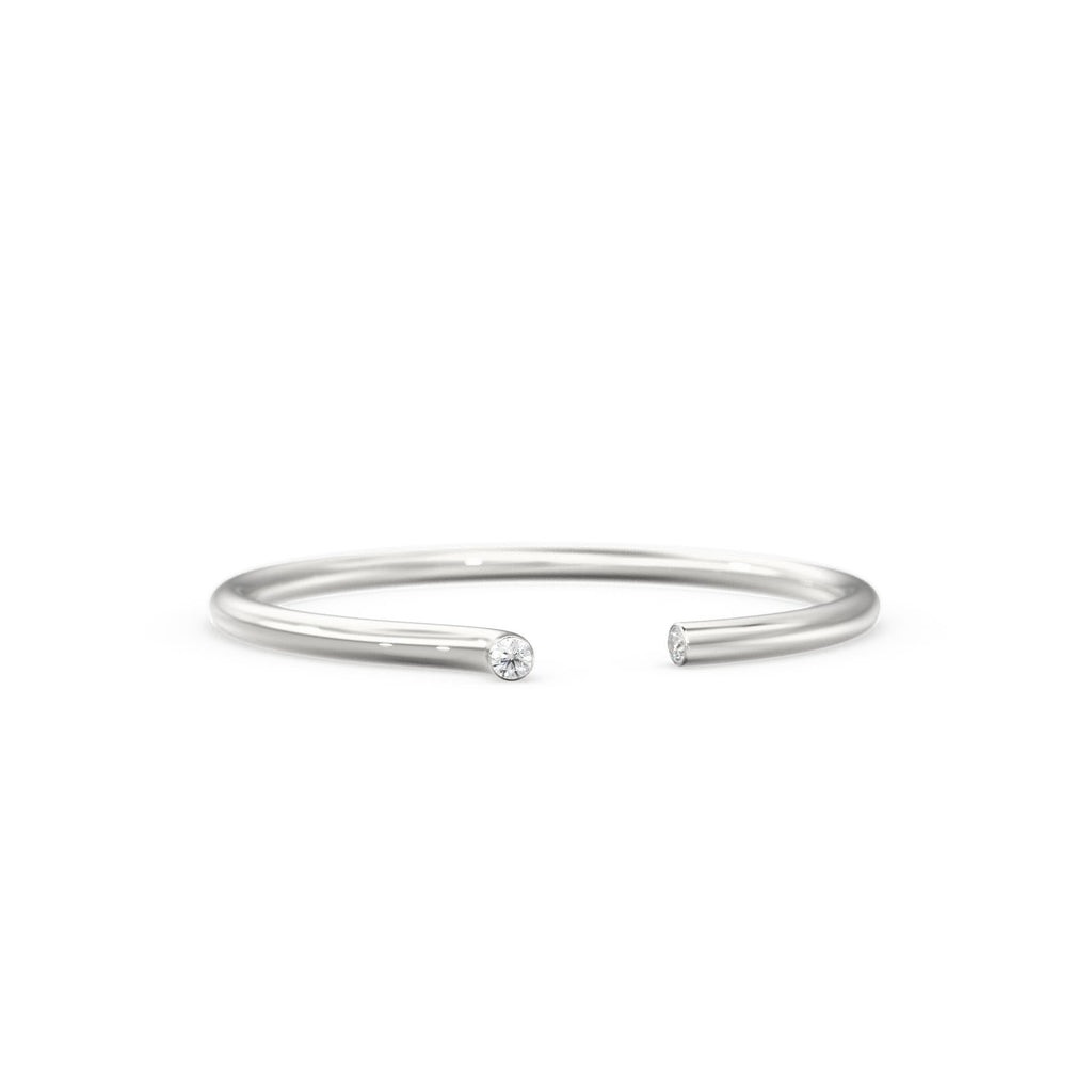 Asymmetric Dual Diamond Ring / 14k Gold Diamond Cuff Ring / Open Design Diamond Ring / Promise Ring / Inset Stackable Ring / Birthday Gift