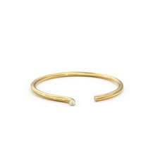 Load image into Gallery viewer, Asymmetric Dual Diamond Ring / 14k Gold Diamond Cuff Ring / Open Design Diamond Ring / Promise Ring / Inset Stackable Ring / Birthday Gift