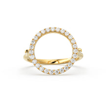 Load image into Gallery viewer, Open Circle Pave Diamond Ring in 14k Gold / Unique Diamond Ring / Floating Spinner Ring / Bespoke Designer Gold Ring