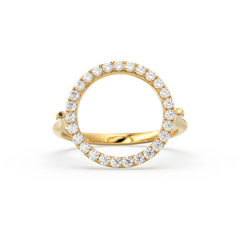 Open Circle Pave Diamond Ring in 14k Gold / Unique Diamond Ring / Floating Spinner Ring / Bespoke Designer Gold Ring