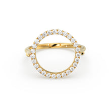 Load image into Gallery viewer, Open Circle Pave Diamond Ring in 14k Gold / Unique Diamond Ring / Floating Spinner Ring / Bespoke Designer Gold Ring