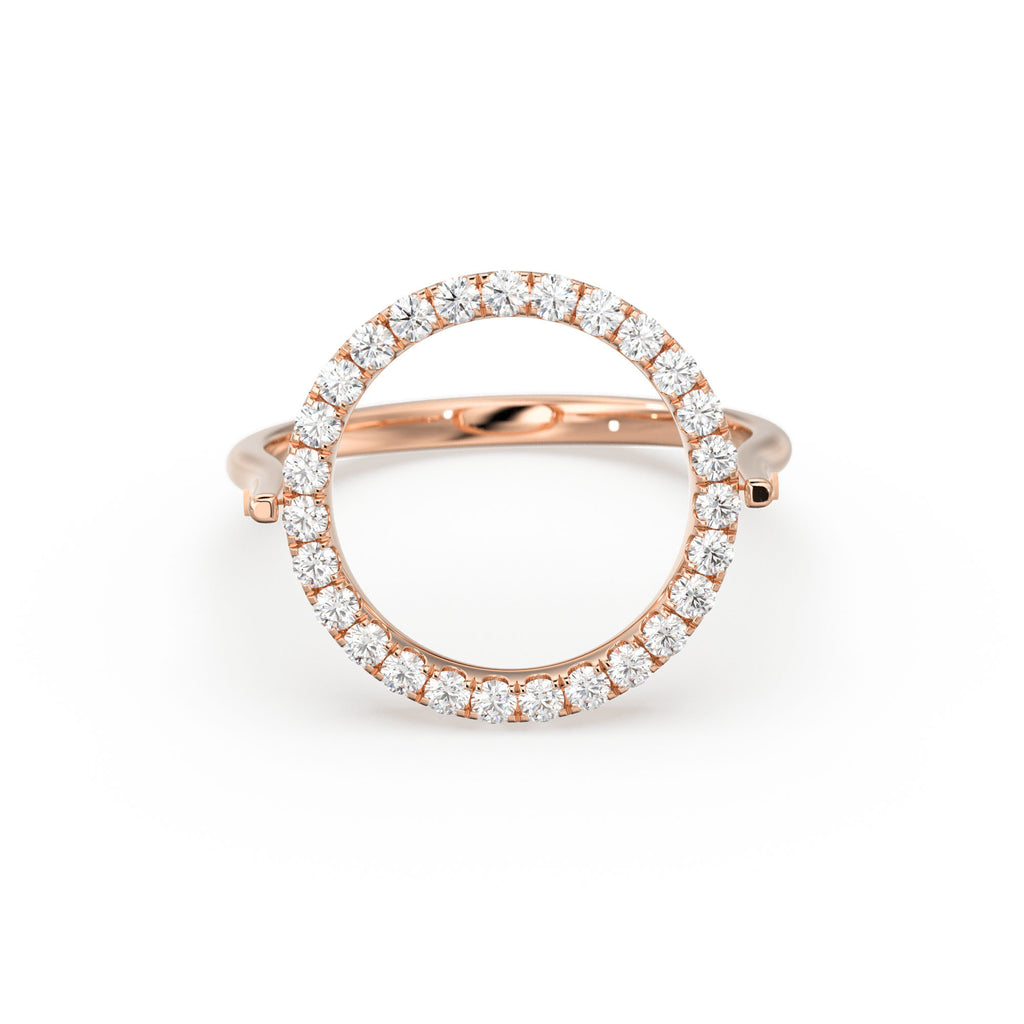 Open Circle Pave Diamond Ring in 14k Gold / Unique Diamond Ring / Floating Spinner Ring / Bespoke Designer Gold Ring