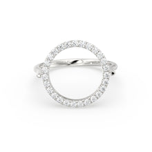 Load image into Gallery viewer, Open Circle Pave Diamond Ring in 14k Gold / Unique Diamond Ring / Floating Spinner Ring / Bespoke Designer Gold Ring