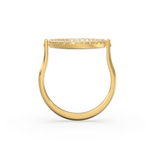 Load image into Gallery viewer, Open Circle Pave Diamond Ring in 14k Gold / Unique Diamond Ring / Floating Spinner Ring / Bespoke Designer Gold Ring