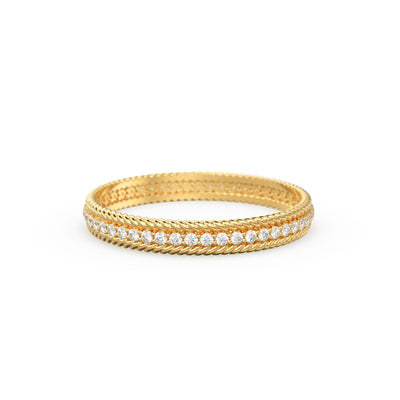14k Gold Twisted Diamond Wedding Band / Twisted Band Ring with Diamonds/ Micro Pave Ring with Twisted Gold Band/ Minimalist Stacking Ring