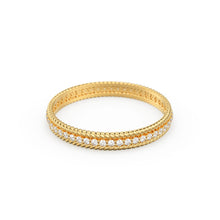 Load image into Gallery viewer, 14k Gold Twisted Diamond Wedding Band / Twisted Band Ring with Diamonds/ Micro Pave Ring with Twisted Gold Band/ Minimalist Stacking Ring