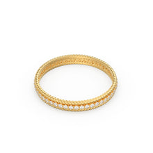 Load image into Gallery viewer, 14k Gold Twisted Diamond Wedding Band / Twisted Band Ring with Diamonds/ Micro Pave Ring with Twisted Gold Band/ Minimalist Stacking Ring