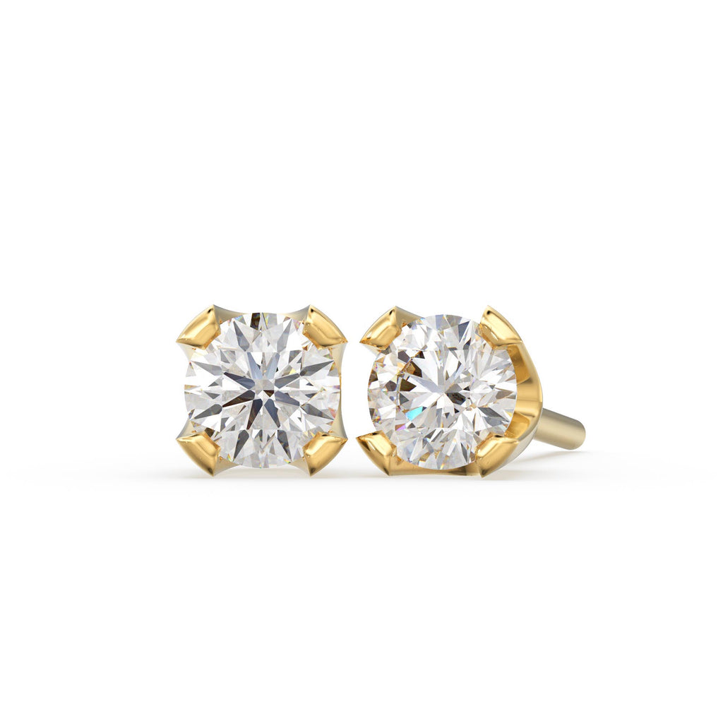 14K Gold Round Diamond Studs / White Diamond / Diamond Earrings / Tiny Studs / Dainty Stud / Dainty Earrings / Dainty Jewelry / Solitaire