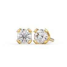 Load image into Gallery viewer, 14K Gold Round Diamond Studs / White Diamond / Diamond Earrings / Tiny Studs / Dainty Stud / Dainty Earrings / Dainty Jewelry / Solitaire