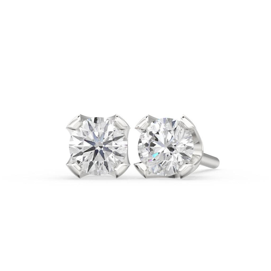 14K Gold Round Diamond Studs / White Diamond / Diamond Earrings / Tiny Studs / Dainty Stud / Dainty Earrings / Dainty Jewelry / Solitaire