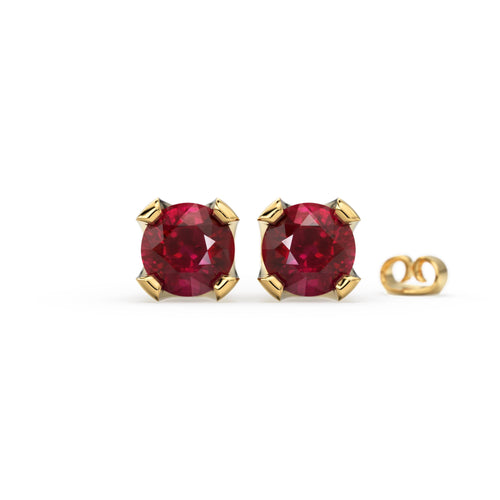 14K Gold Tiny Ruby Studs/ Ruby Studs/ Ruby Jewelry/ Stud Earrings / Solid Gold / Dainty Earring / Dainty Jewelry/ July Birthstone/ Red Stone