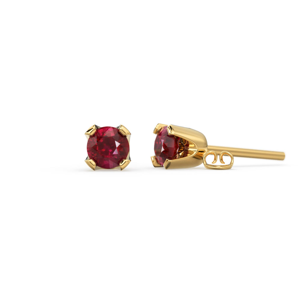 14K Gold Tiny Ruby Studs/ Ruby Studs/ Ruby Jewelry/ Stud Earrings / Solid Gold / Dainty Earring / Dainty Jewelry/ July Birthstone/ Red Stone