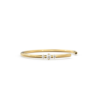 14K Gold Three Stone Diamond Ring / Snow Dance Ring / Astrology Ring / Engagement Ring / Diamond Ring / Dainty Ring / April Birthstone