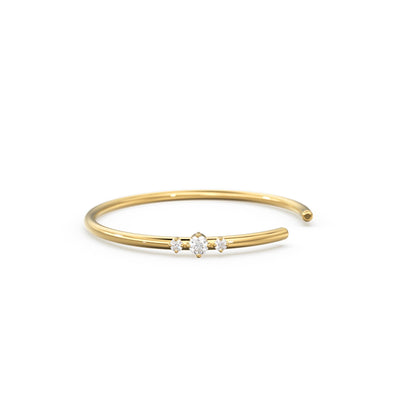14K Gold Three Stone Diamond Ring / Snow Dance Ring / Astrology Ring / Engagement Ring / Diamond Ring / Dainty Ring / April Birthstone
