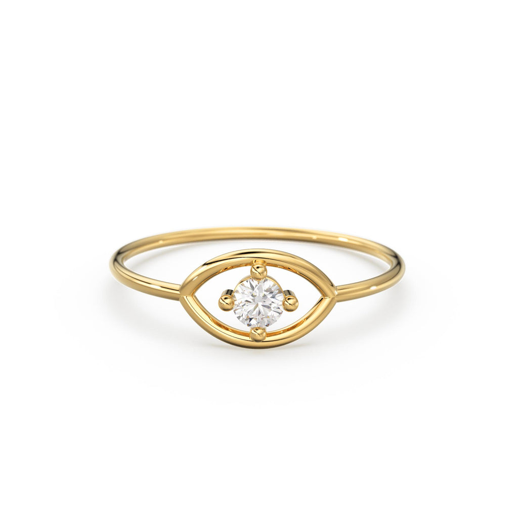 14K Gold Eye Ring / Evil Eye Ring / Sapphire / Ruby Ring / June Birthstone / Emerald / Stacking Ring / Blue Diamond Band / Birthstone Ring