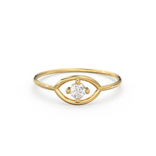 Load image into Gallery viewer, 14K Gold Eye Ring / Evil Eye Ring / Sapphire / Ruby Ring / June Birthstone / Emerald / Stacking Ring / Blue Diamond Band / Birthstone Ring