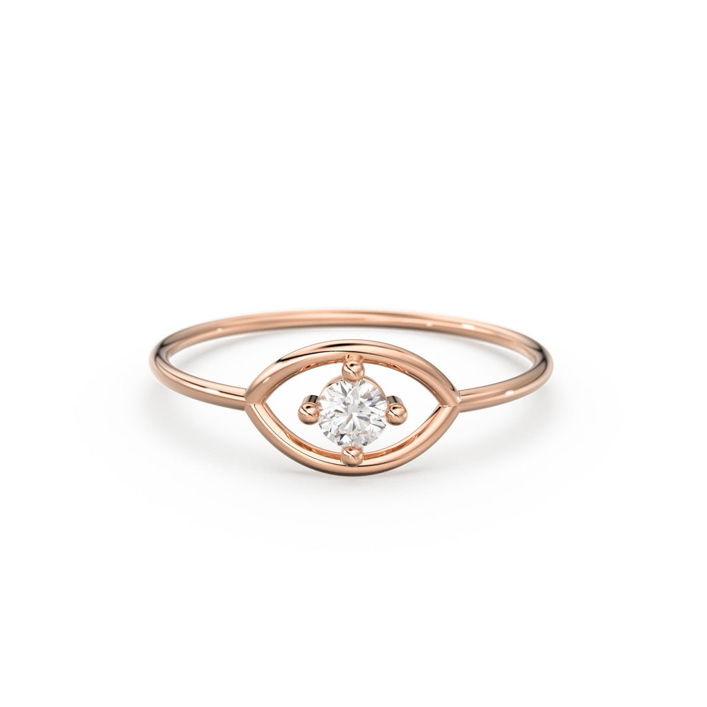 14K Gold Eye Ring / Evil Eye Ring / Sapphire / Ruby Ring / June Birthstone / Emerald / Stacking Ring / Blue Diamond Band / Birthstone Ring