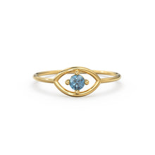 Load image into Gallery viewer, 14K Gold Eye Ring / Evil Eye Ring / Sapphire / Ruby Ring / June Birthstone / Emerald / Stacking Ring / Blue Diamond Band / Birthstone Ring