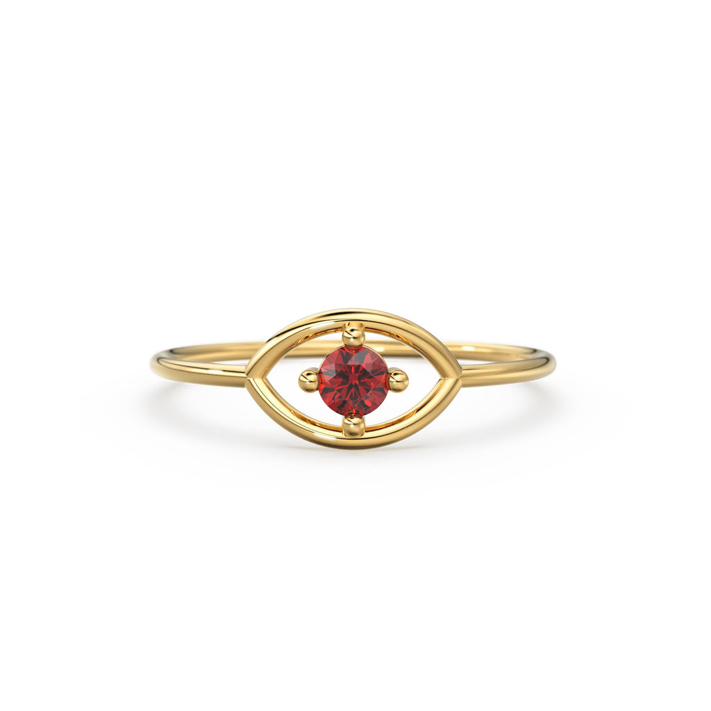 14K Gold Eye Ring / Evil Eye Ring / Sapphire / Ruby Ring / June Birthstone / Emerald / Stacking Ring / Blue Diamond Band / Birthstone Ring