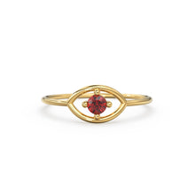 Load image into Gallery viewer, 14K Gold Eye Ring / Evil Eye Ring / Sapphire / Ruby Ring / June Birthstone / Emerald / Stacking Ring / Blue Diamond Band / Birthstone Ring