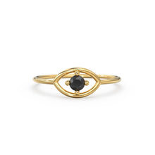 Load image into Gallery viewer, 14K Gold Eye Ring / Evil Eye Ring / Sapphire / Ruby Ring / June Birthstone / Emerald / Stacking Ring / Blue Diamond Band / Birthstone Ring