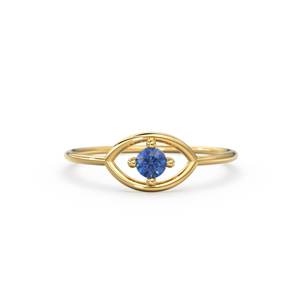 14K Gold Eye Ring / Evil Eye Ring / Sapphire / Ruby Ring / June Birthstone / Emerald / Stacking Ring / Blue Diamond Band / Birthstone Ring