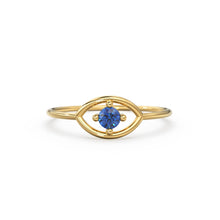 Load image into Gallery viewer, 14K Gold Eye Ring / Evil Eye Ring / Sapphire / Ruby Ring / June Birthstone / Emerald / Stacking Ring / Blue Diamond Band / Birthstone Ring
