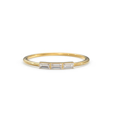Load image into Gallery viewer, Baguette Diamond Ring / Minimalist Ring 14k Solid Gold / Diamond Ring / Trio Diamond Ring / Thin Gold Stacking Rings / Promise Ring