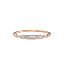Load image into Gallery viewer, Baguette Diamond Ring / Minimalist Ring 14k Solid Gold / Diamond Ring / Trio Diamond Ring / Thin Gold Stacking Rings / Promise Ring