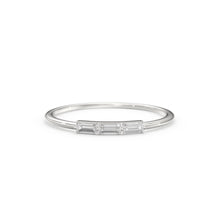 Load image into Gallery viewer, Baguette Diamond Ring / Minimalist Ring 14k Solid Gold / Diamond Ring / Trio Diamond Ring / Thin Gold Stacking Rings / Promise Ring