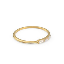 Load image into Gallery viewer, Baguette Diamond Ring / Minimalist Ring 14k Solid Gold / Diamond Ring / Trio Diamond Ring / Thin Gold Stacking Rings / Promise Ring