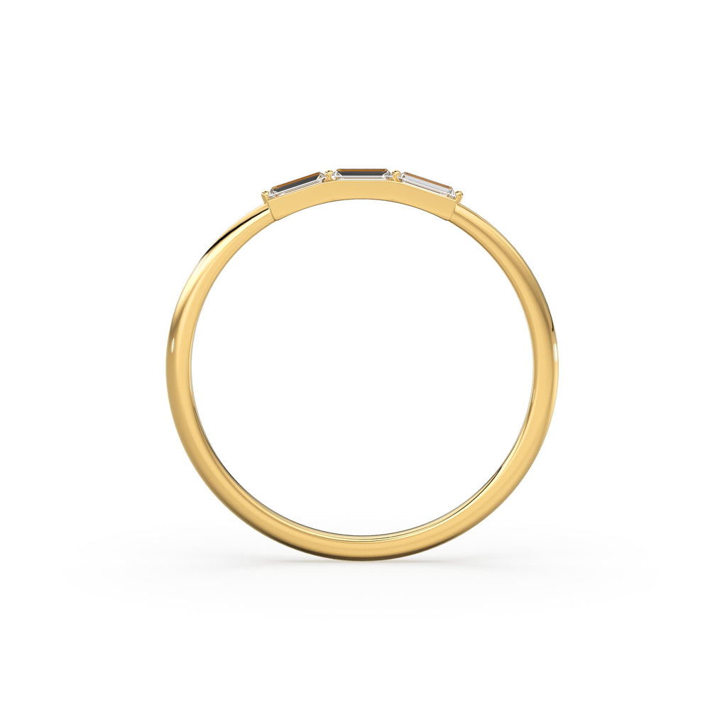 Baguette Diamond Ring / Minimalist Ring 14k Solid Gold / Diamond Ring / Trio Diamond Ring / Thin Gold Stacking Rings / Promise Ring