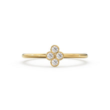 Load image into Gallery viewer, 14k Gold Bezel Setting Diamond Ring / Dainty Diamond Ring / Thin Diamond Ring / Gold Diamond Ring / Four Stone Ring / Simple Diamond Ring