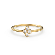 Load image into Gallery viewer, 14k Gold Bezel Setting Diamond Ring / Dainty Diamond Ring / Thin Diamond Ring / Gold Diamond Ring / Four Stone Ring / Simple Diamond Ring