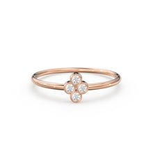 Load image into Gallery viewer, 14k Gold Bezel Setting Diamond Ring / Dainty Diamond Ring / Thin Diamond Ring / Gold Diamond Ring / Four Stone Ring / Simple Diamond Ring