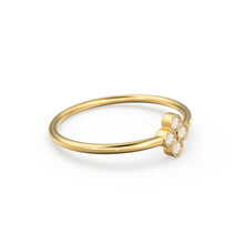 Load image into Gallery viewer, 14k Gold Bezel Setting Diamond Ring / Dainty Diamond Ring / Thin Diamond Ring / Gold Diamond Ring / Four Stone Ring / Simple Diamond Ring