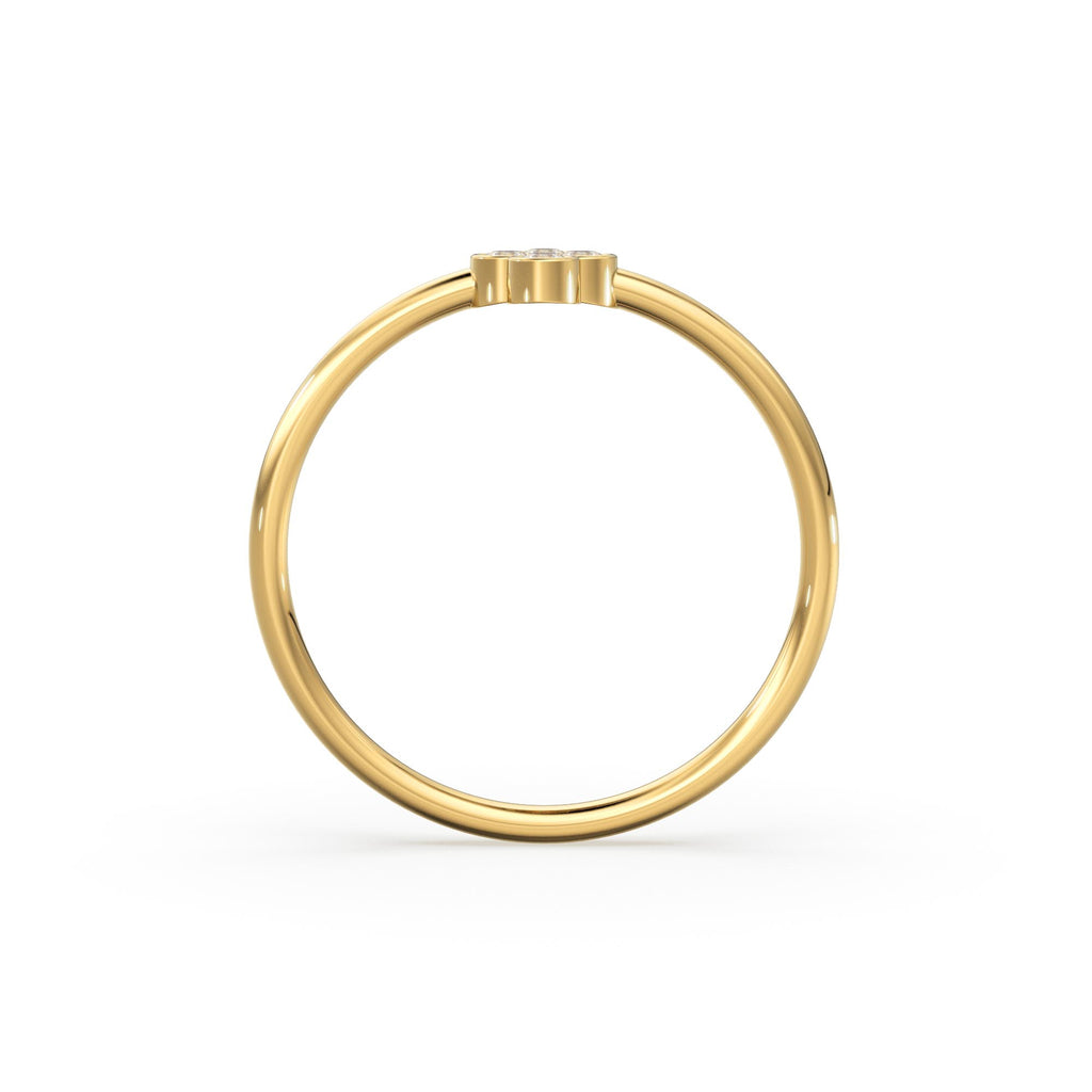 14k Gold Bezel Setting Diamond Ring / Dainty Diamond Ring / Thin Diamond Ring / Gold Diamond Ring / Four Stone Ring / Simple Diamond Ring