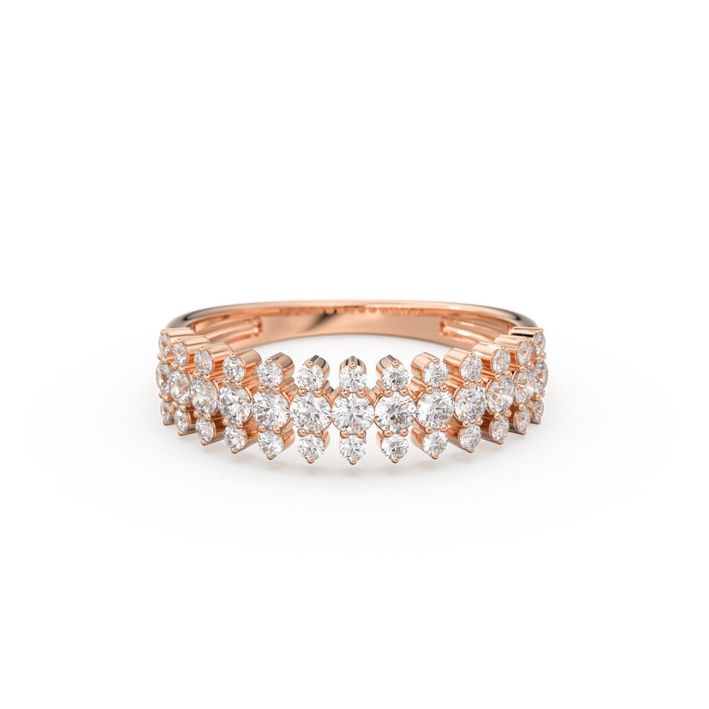 Diamond Anniversary Ring 0.70 ctw 14k Gold Half Eternity Round Brilliant Diamond Spike Ring / Diamond Wedding Band / Statement Spike Ring