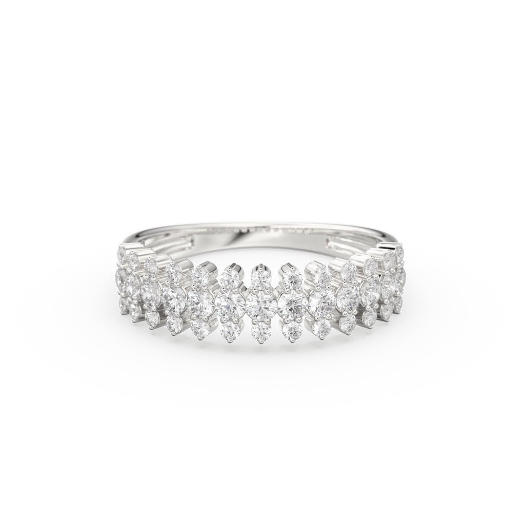 Diamond Anniversary Ring 0.70 ctw 14k Gold Half Eternity Round Brilliant Diamond Spike Ring / Diamond Wedding Band / Statement Spike Ring