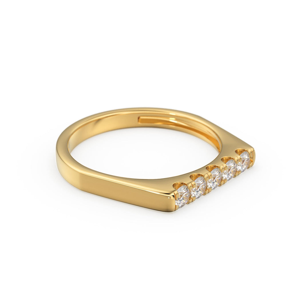 Pinky Ring / 14k Solid Gold Rectangular Diamond Signet Ring / Gold Ring / Chevalier Ring / Women Pinky Ring in Rose Gold and White Gold