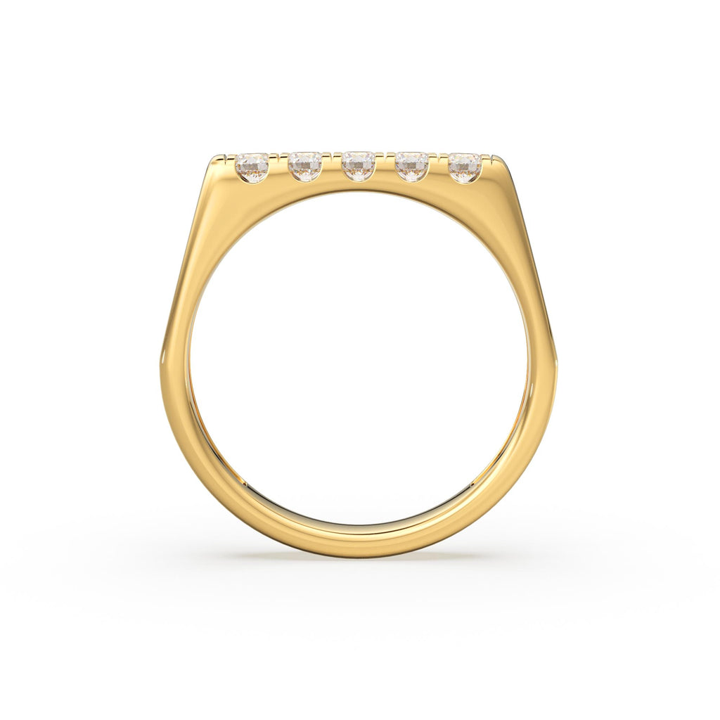 Pinky Ring / 14k Solid Gold Rectangular Diamond Signet Ring / Gold Ring / Chevalier Ring / Women Pinky Ring in Rose Gold and White Gold