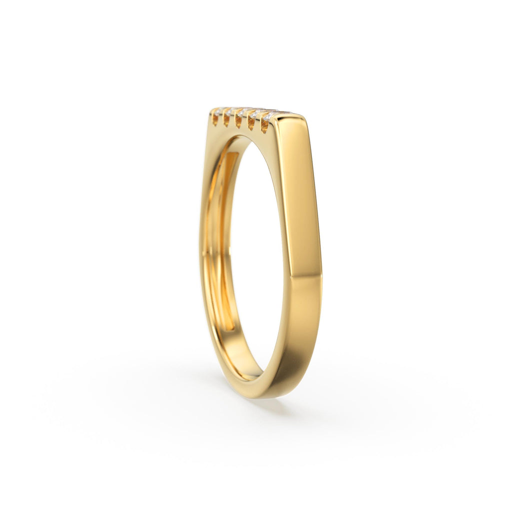 Pinky Ring / 14k Solid Gold Rectangular Diamond Signet Ring / Gold Ring / Chevalier Ring / Women Pinky Ring in Rose Gold and White Gold