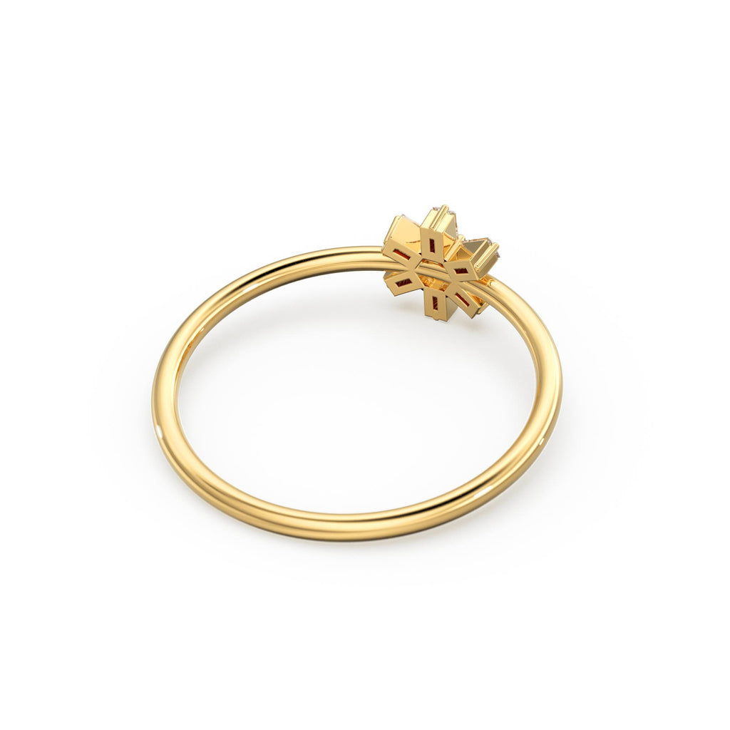 Diamond Ring / 14k Gold Baguette Diamond Flower Ring / Minimalist Promise Ring / Birthday Gift For Her / Rose Gold / White Gold