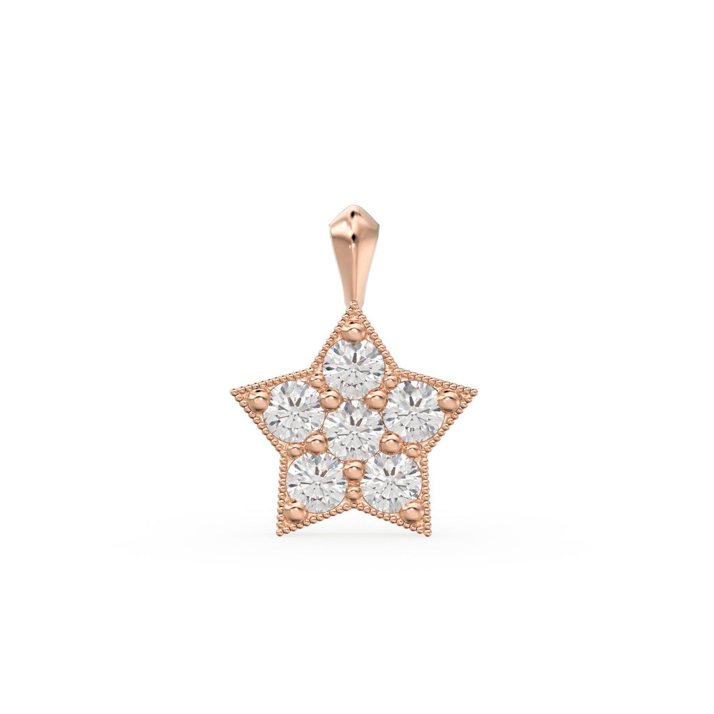 Diamond Necklace / Star Charm Necklace / Tiny Star Diamond Choker / 14k Gold Necklace / Diamond Choker Necklace / Genuine diamond Pendant