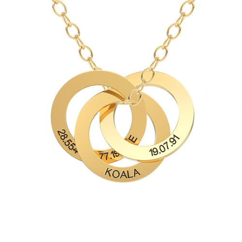 14k Gold Family Necklace / Linked Circle Gold Necklace / Custom Children Name Rings / Mother Gift / Personalized Jewelry / Eternity Necklace